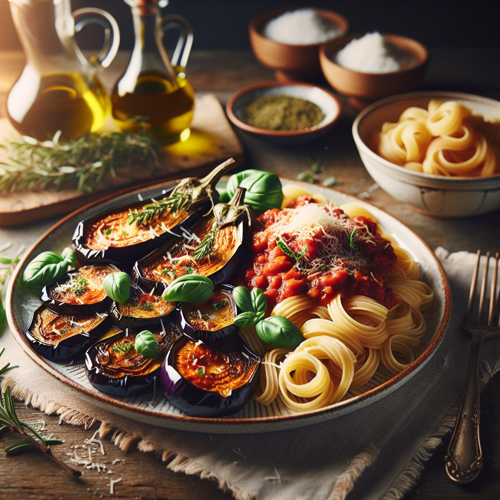 Image de Aubergines à la provençale avec pâtes fraîches