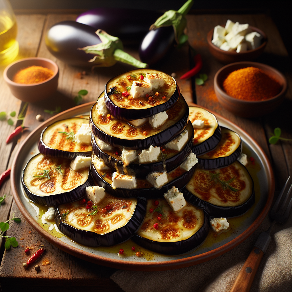 Image de Aubergines bio au piment d'Espelette gratinées au fromage de chèvre