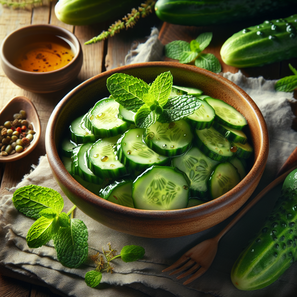 Image de Concombre mariné à la menthe et au vinaigre