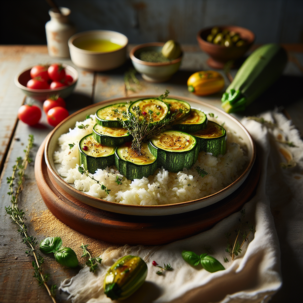 Image de Courgettes à la provençale sur lit de riz