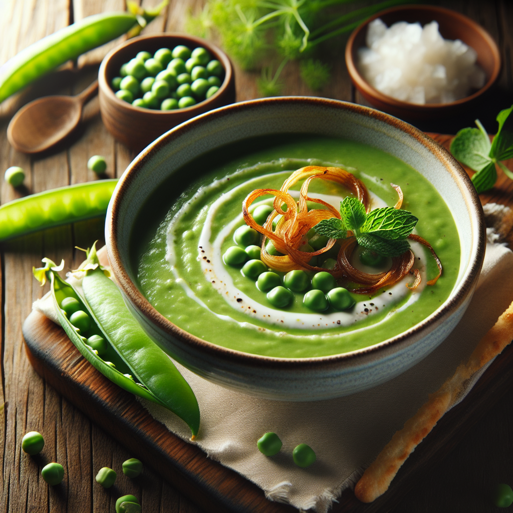 Image de Crème de petits pois aux oignons fondants