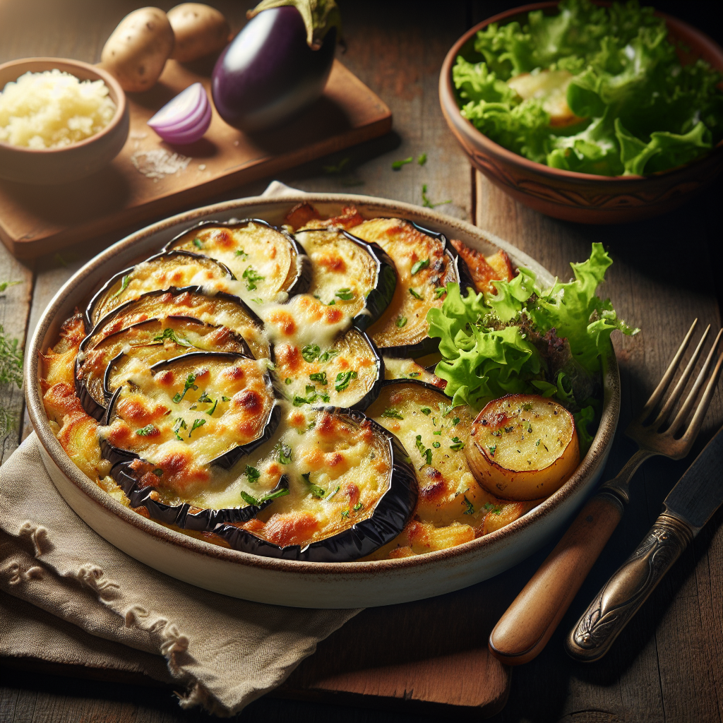 Image de Gratin de riste d'aubergines et pommes de terre