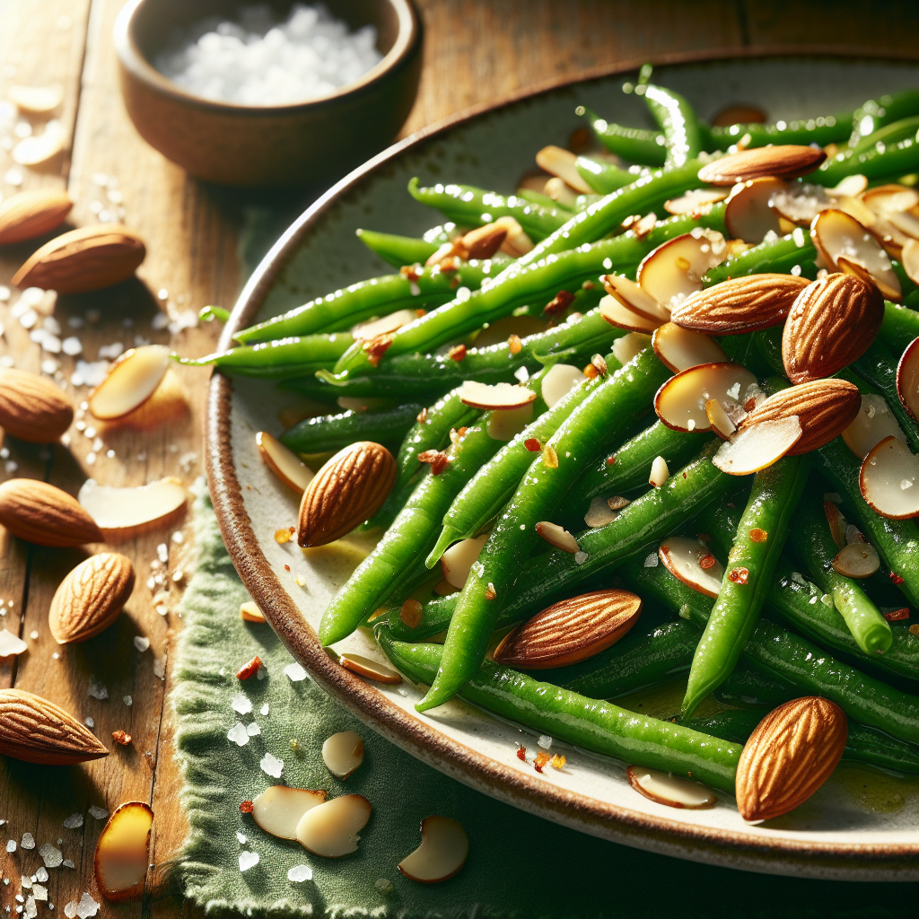 Image de Haricots verts sauté aux amandes