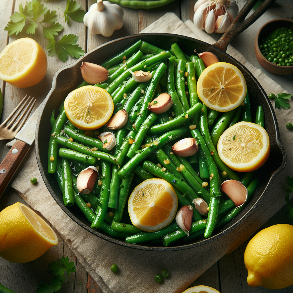 Image de Haricots verts sautés à l'ail et au citron