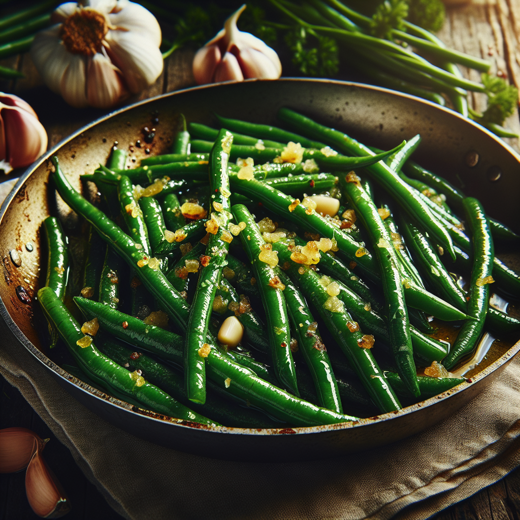 Image de Haricots verts sautés au beurre et à l'ail