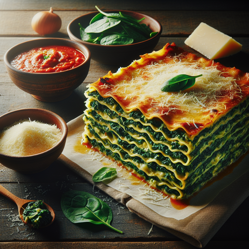 Image de lasagnes aux épinards et au fromage