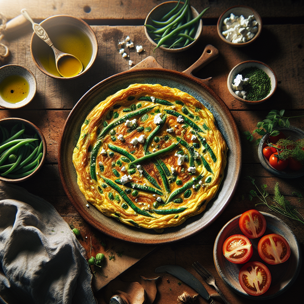 Image de Omelette aux haricots verts et feta