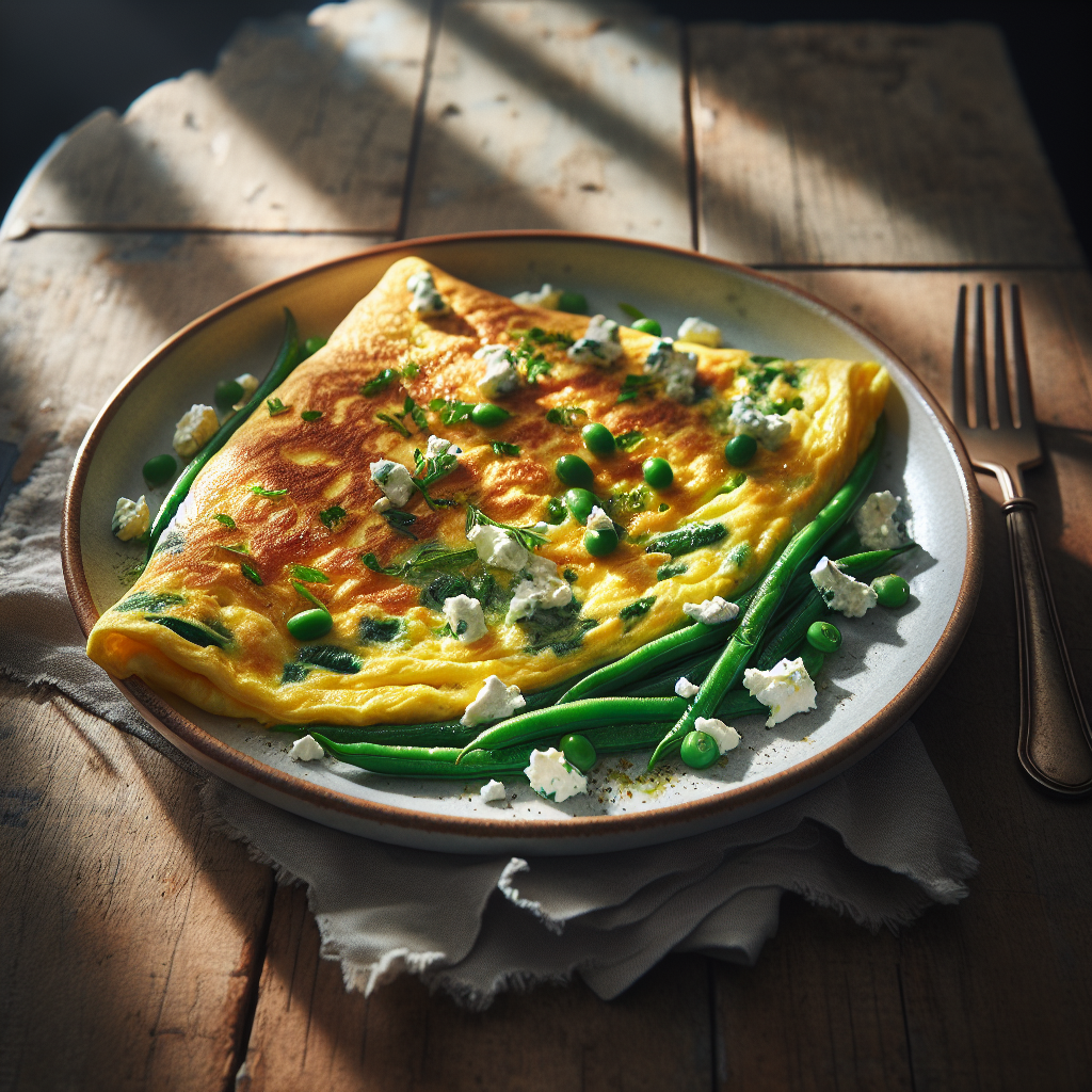 Image de Omelette aux haricots verts et fromage de chèvre