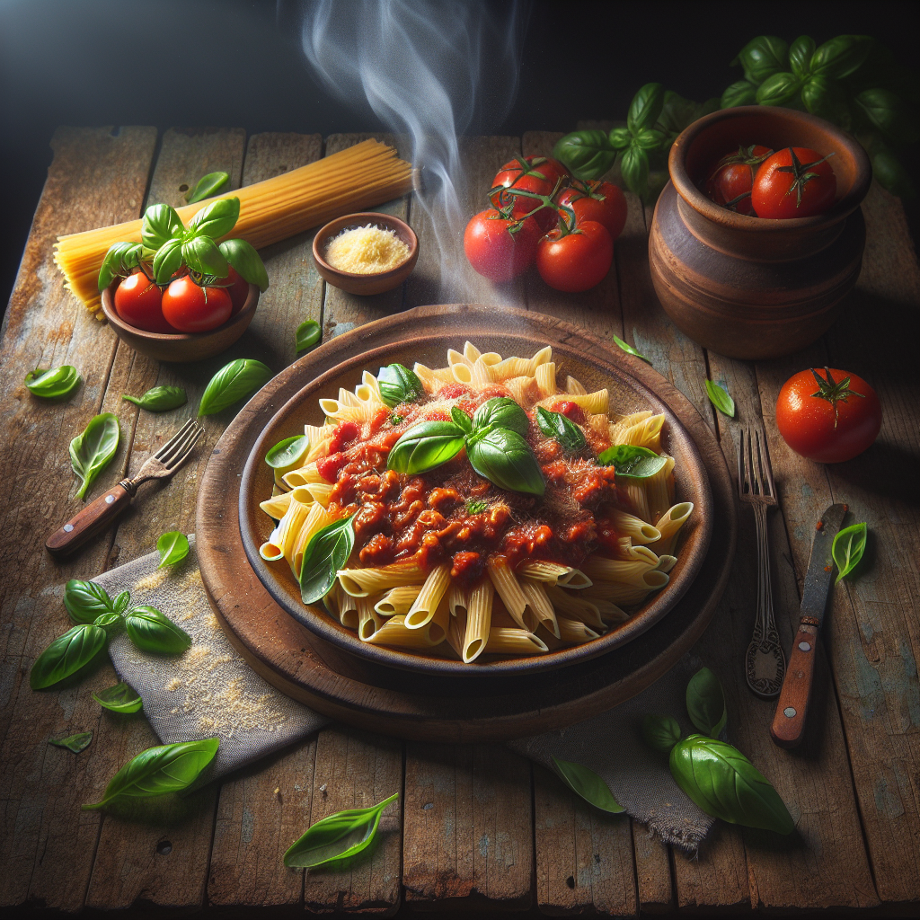 Image de Pâtes à la chair de tomates au basilic