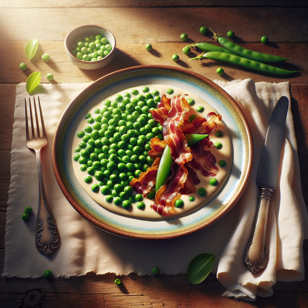 Image de Petits pois à la crème et aux lardons