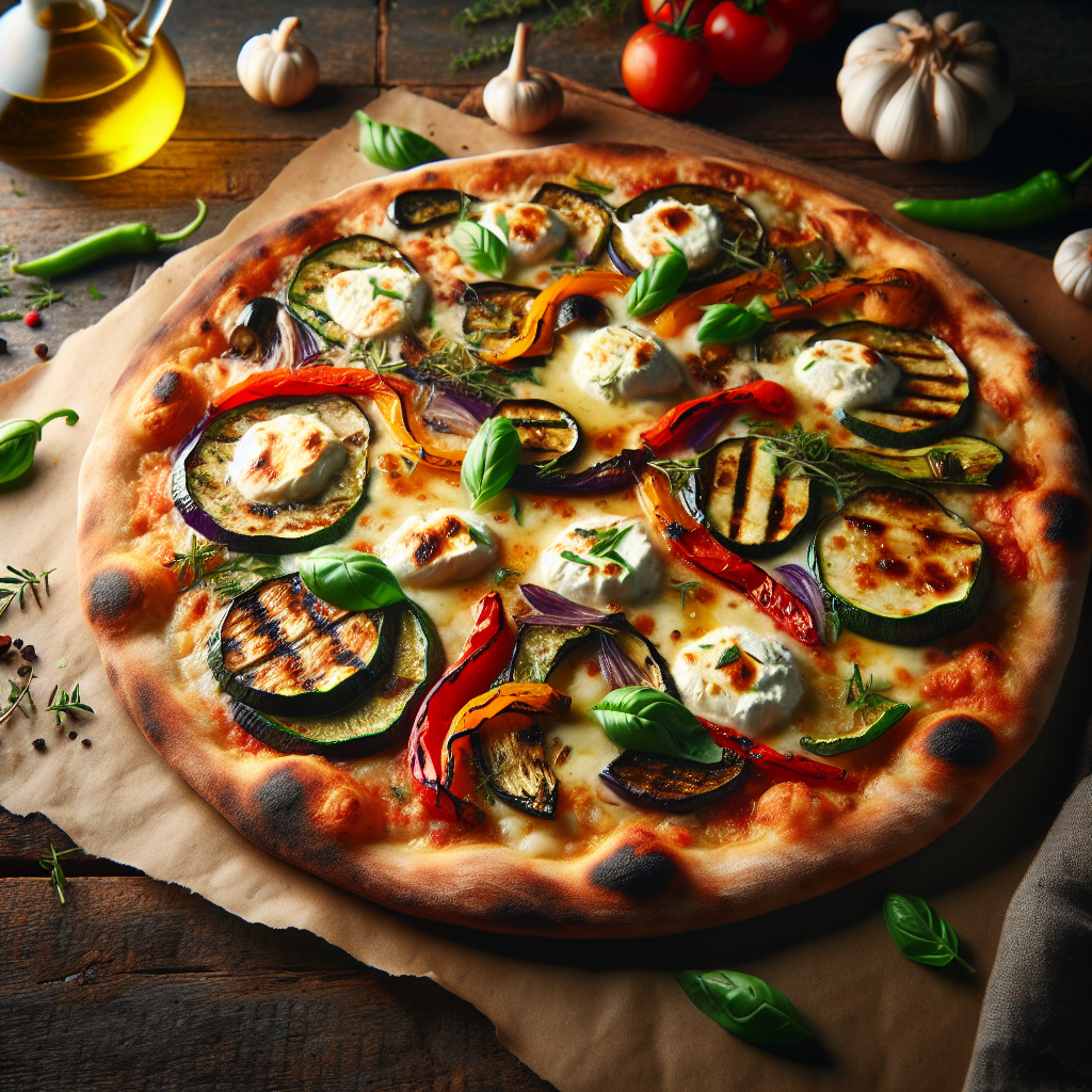 Image de Pizza aux légumes grillés et fromage de chèvre