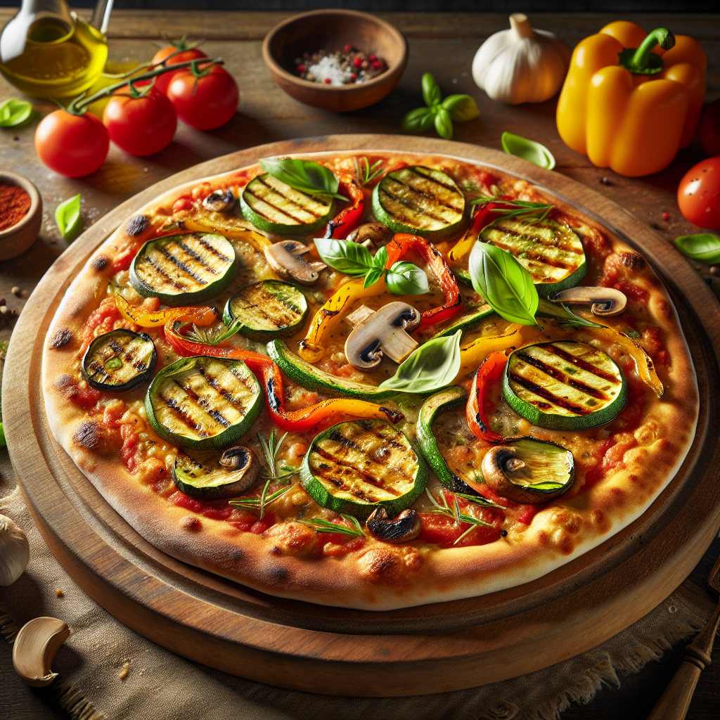 Image de Pizza aux légumes grillés et sauce tomate