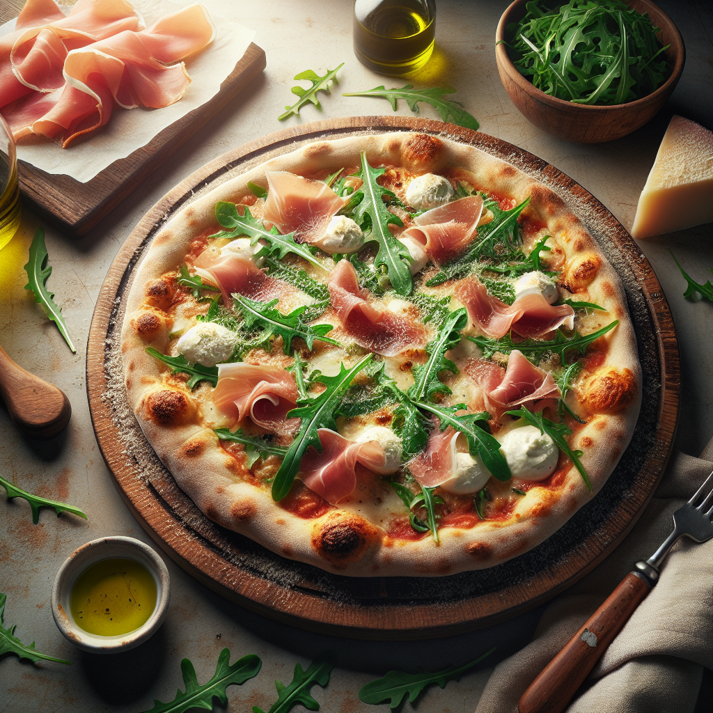 Image de Pizza blanche à la roquette et prosciutto