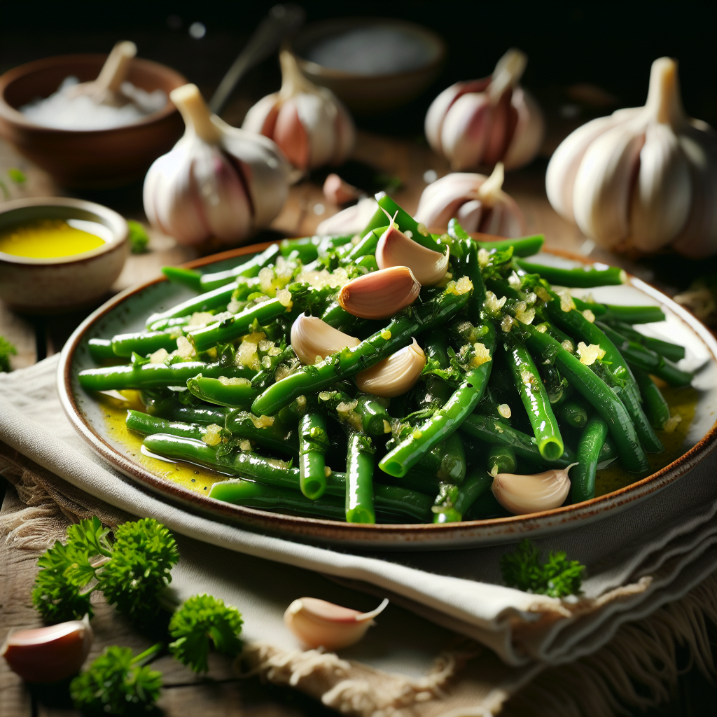 Image de Poêlée de haricots verts au beurre et ail\