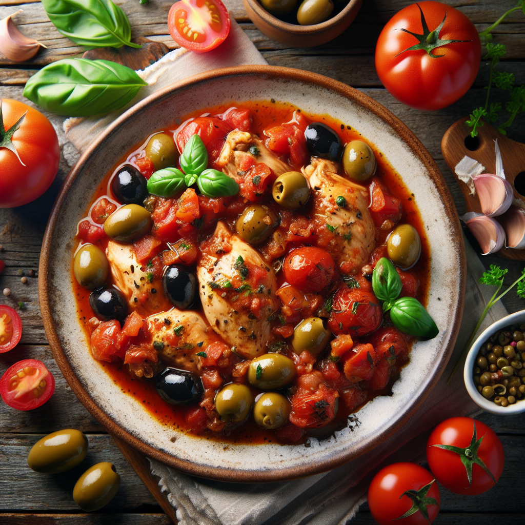 Image de Poulet aux tomates hachées et olives