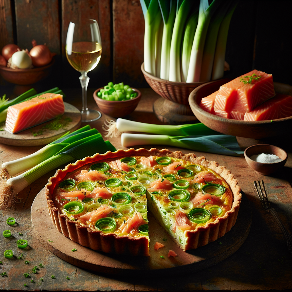 Image de Quiche aux poireaux et saumon