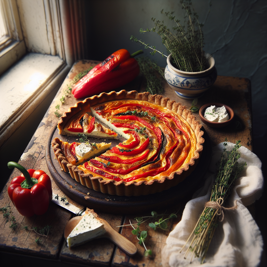 Image de Quiche aux poivrons rouges grillés et chèvre