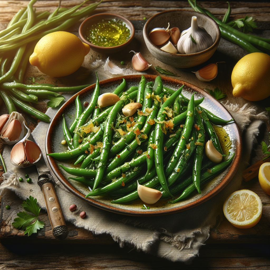 Image de Recette de haricots verts sautés à l'ail et au citron