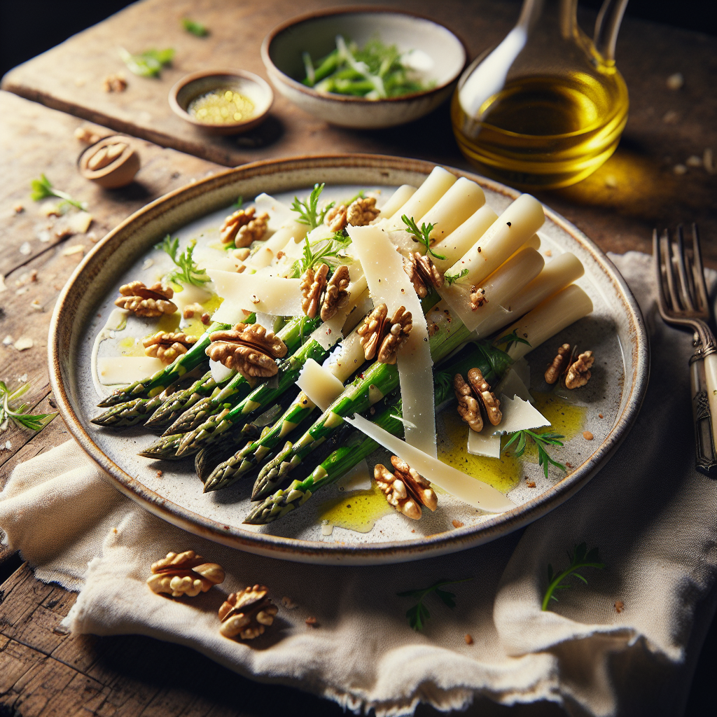 Image de Salade d'asperges blanches aux noix et parmesan