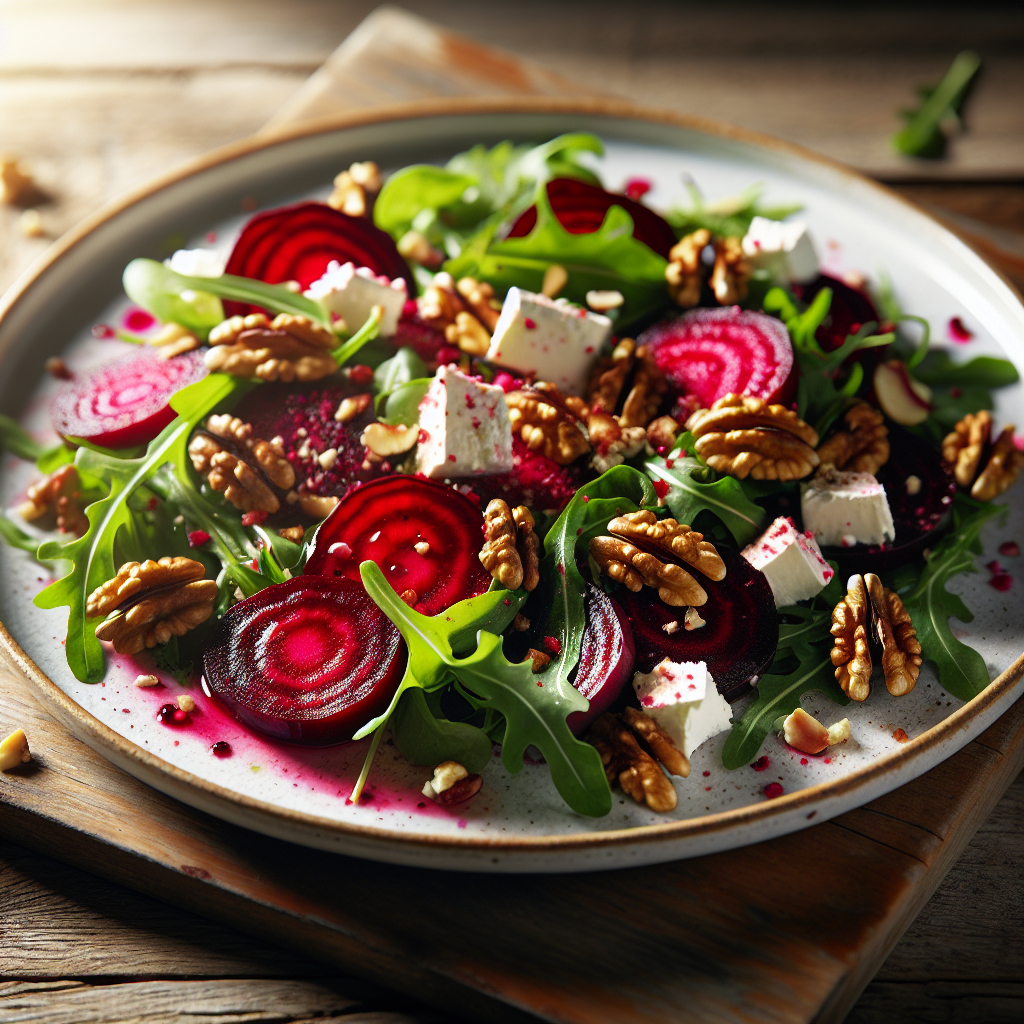 Image de Salade de betteraves au fromage de chèvre et noix