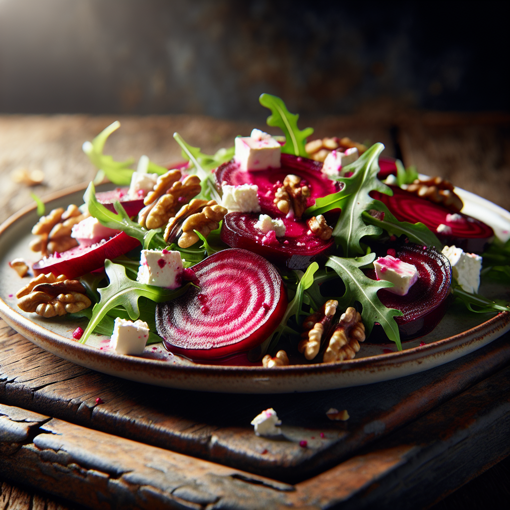 Image de salade de betteraves rouges, feta et noix