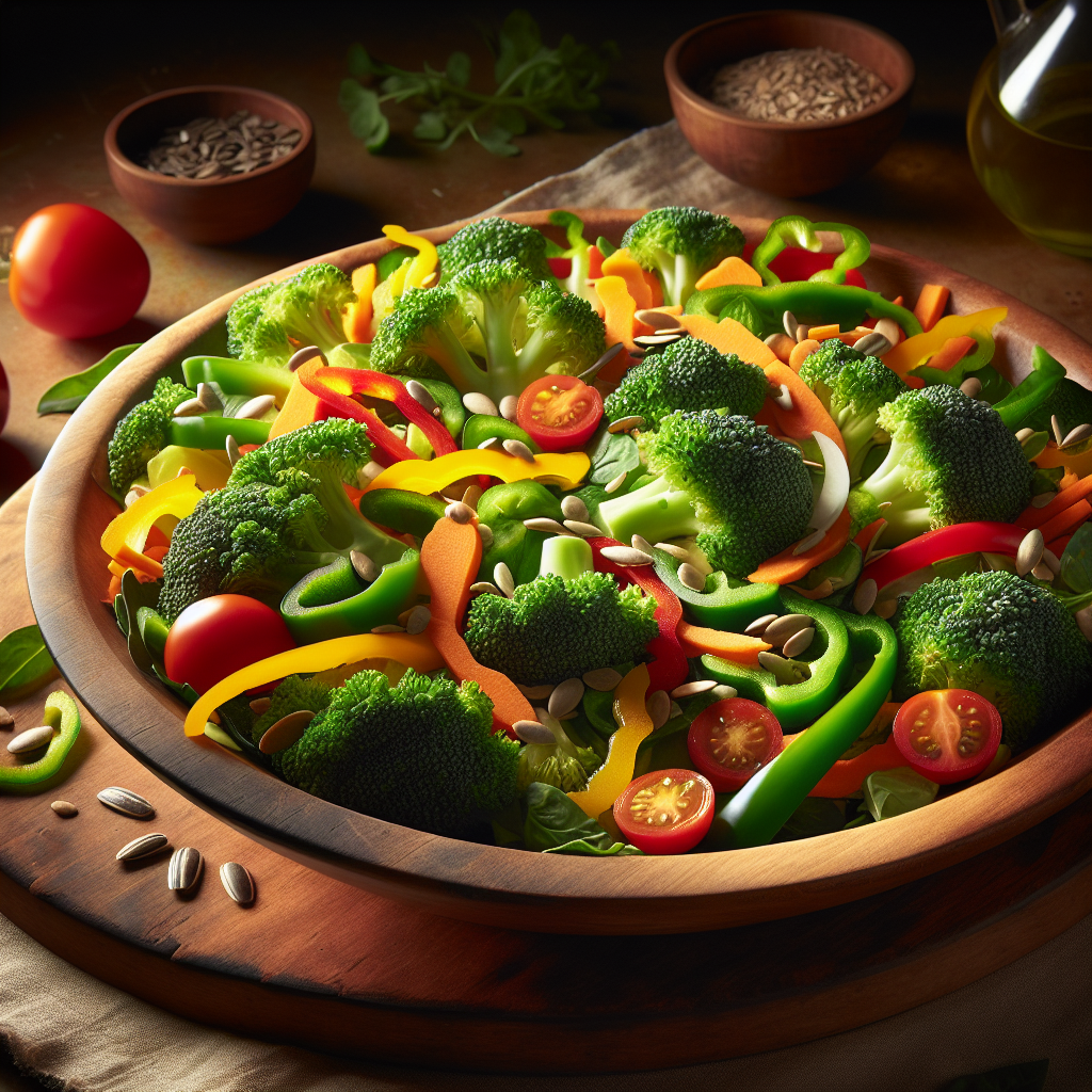 Image de Salade de broccolis bio et légumes croquants