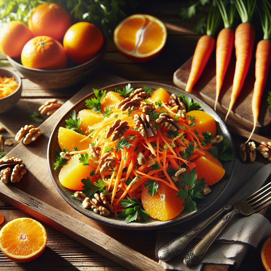 Image de Salade de carottes râpées à l'orange et aux noix