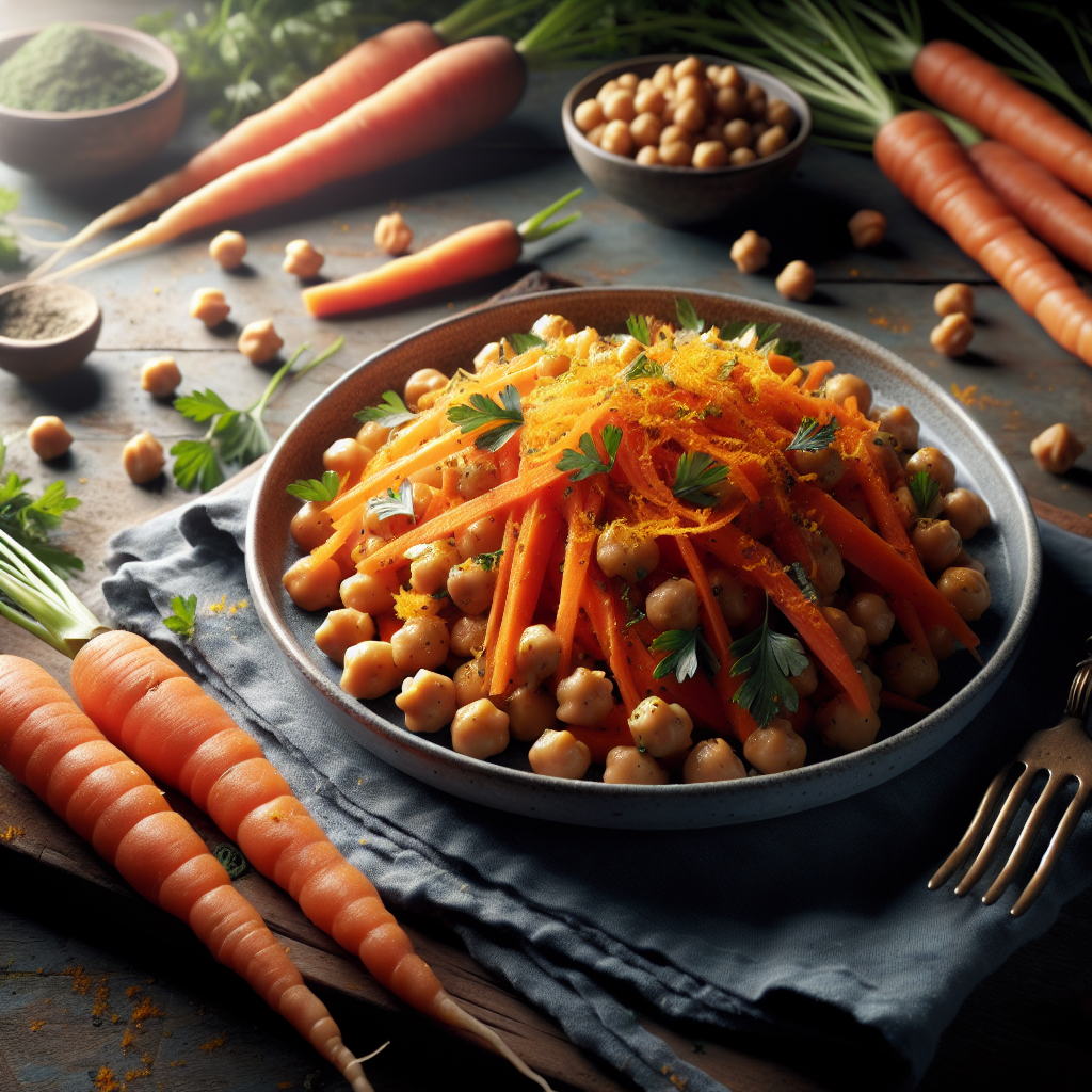 Image de Salade de carottes râpées assaisonnées et pois chiches