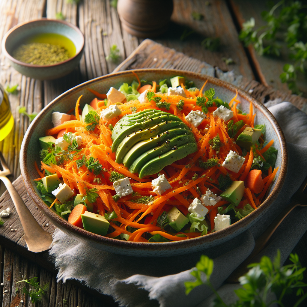 Image de Salade de carottes râpées, avocat et feta