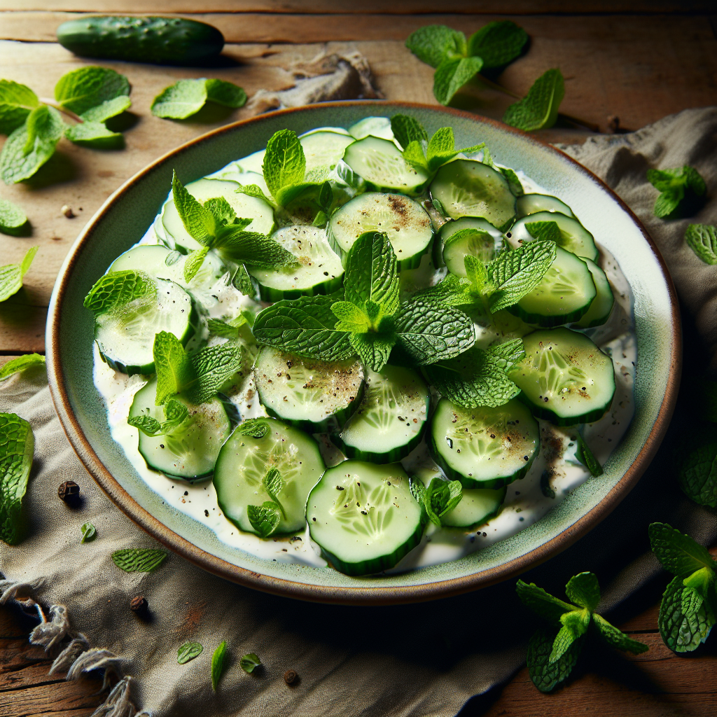 Image de Salade de concombre à la menthe et yaourt