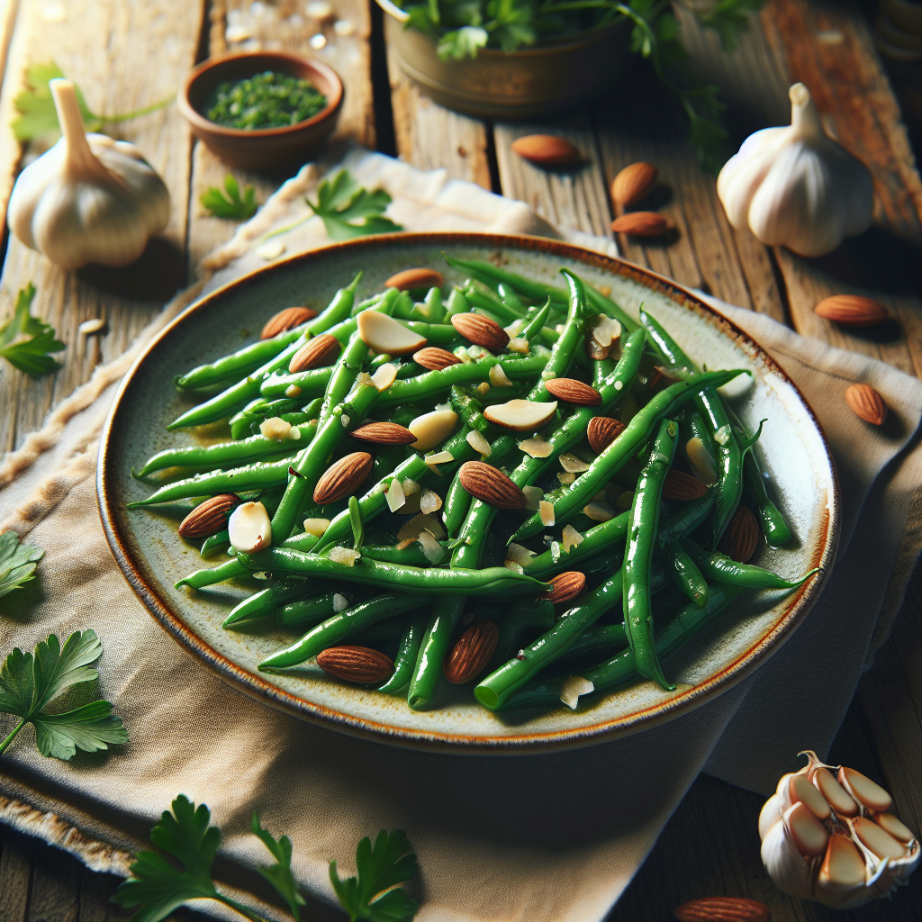 Image de Salade de haricots verts à l'ail et aux amandes