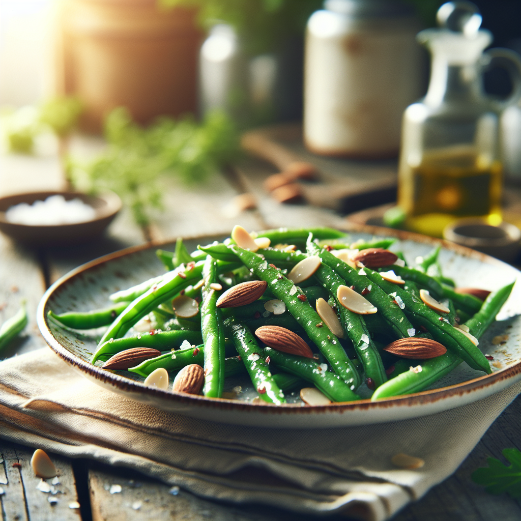 Image de Salade de haricots verts aux amandes grillées