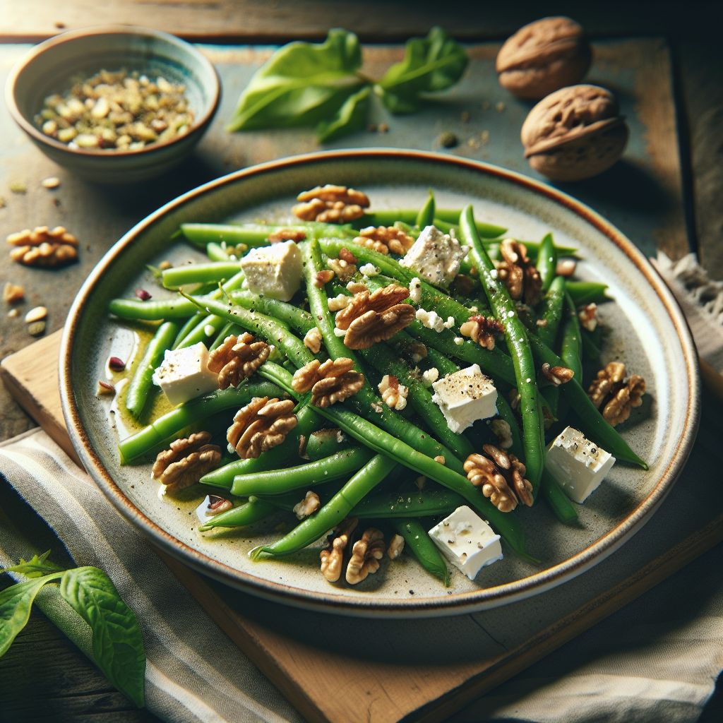 Image de Salade de haricots verts aux noix et à la feta