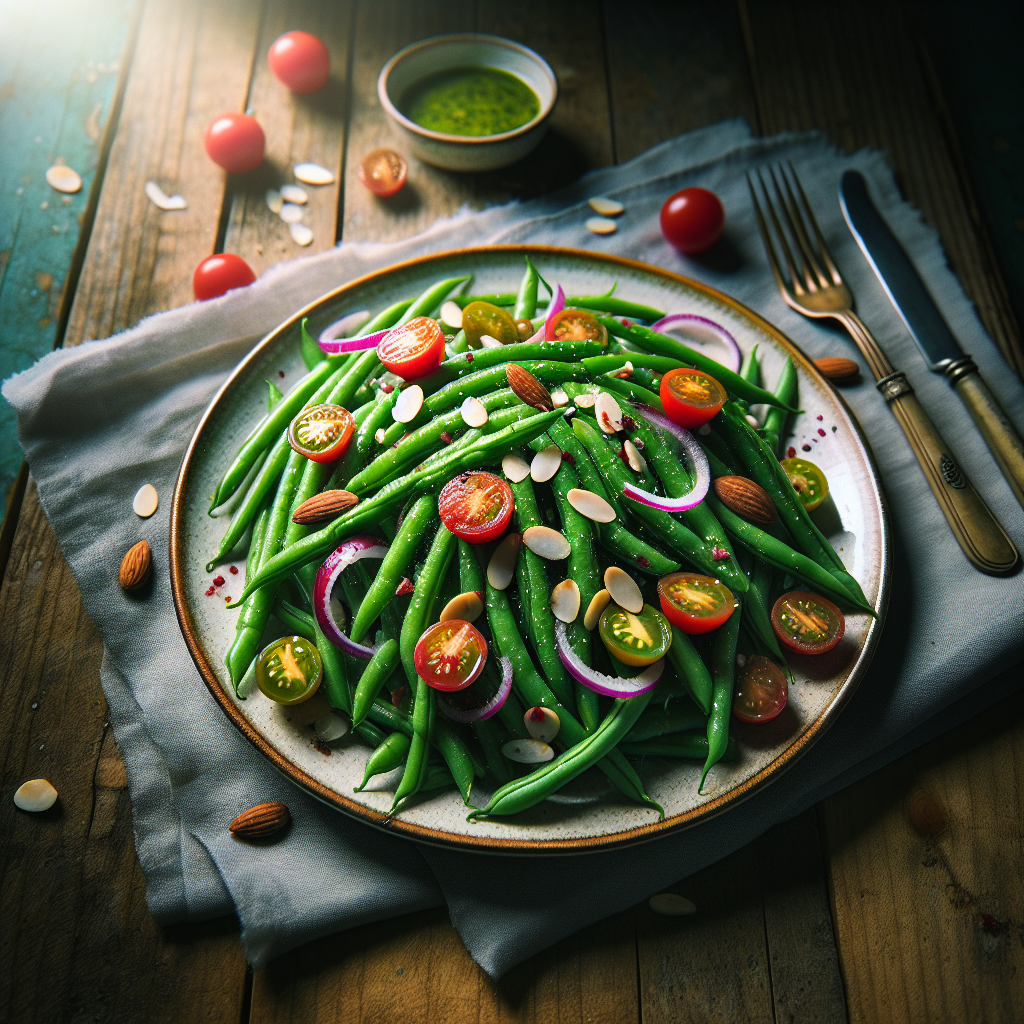 Image de Salade de haricots verts avec vinaigrette