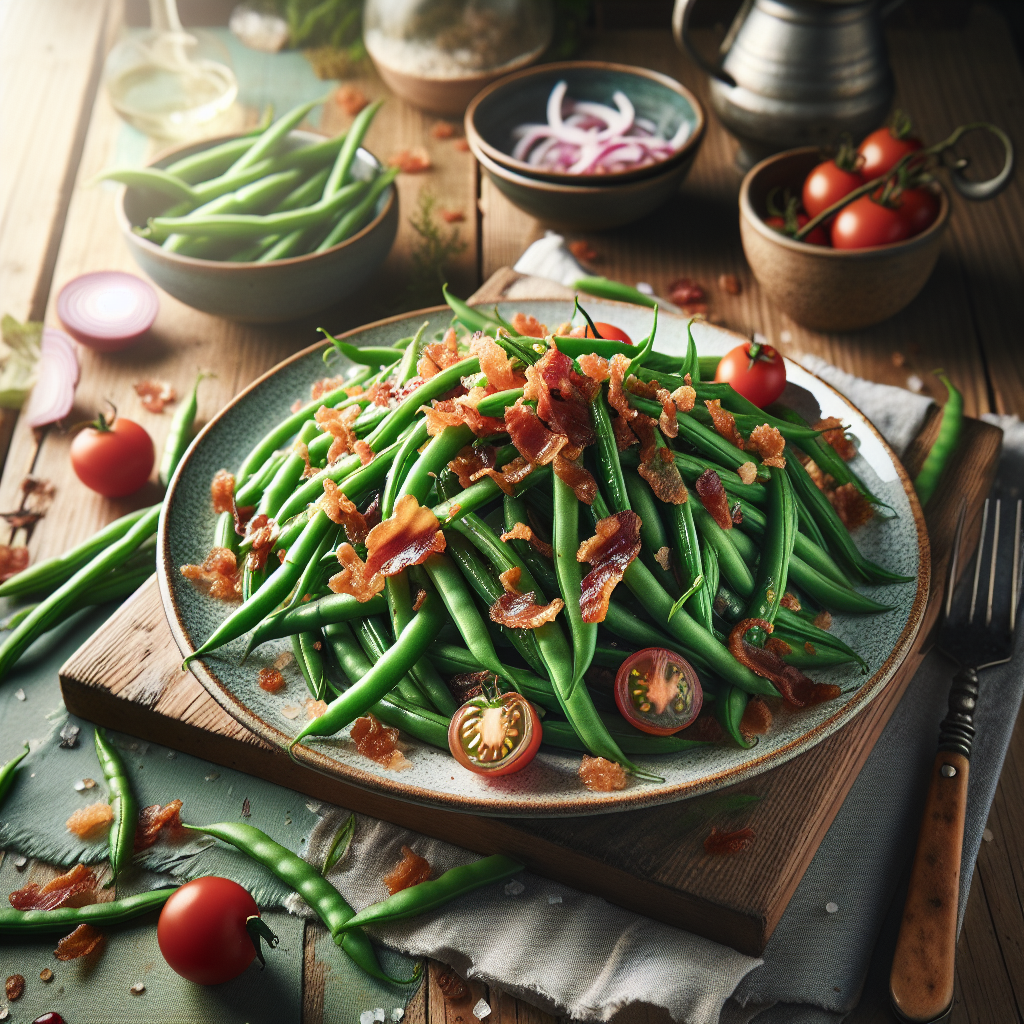 Image de Salade de haricots verts et lardons