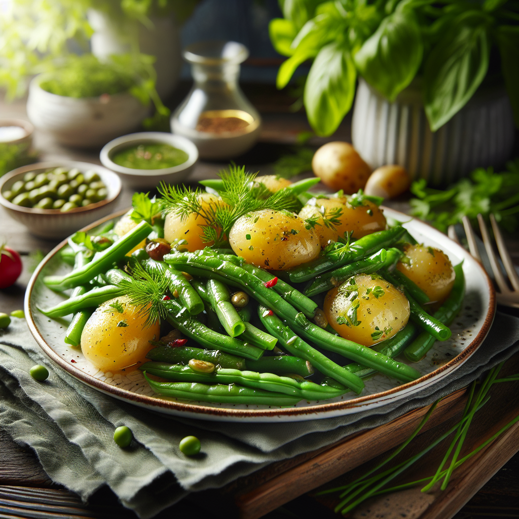 Image de Salade de haricots verts et pommes de terre avec vinaigrette