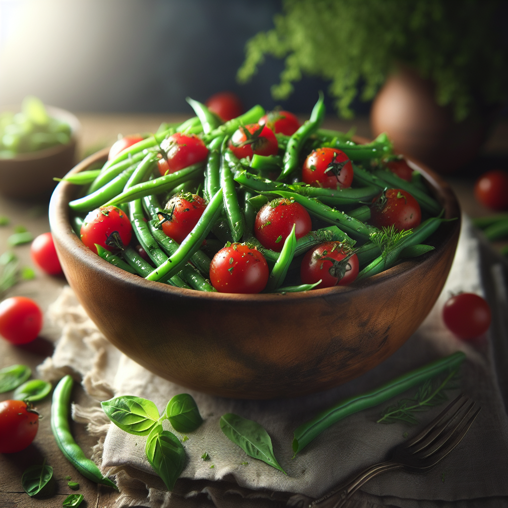 Image de Salade de haricots verts et tomates cerises