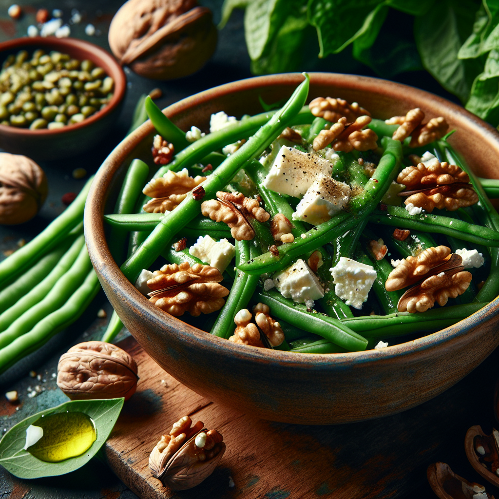 Image de Salade de haricots verts with feta et noix