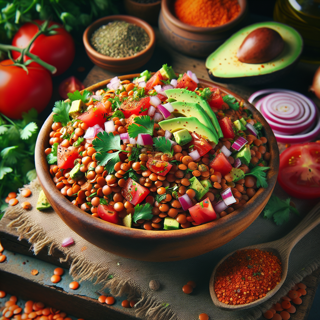 Image de Salade de lentilles rouges épicée