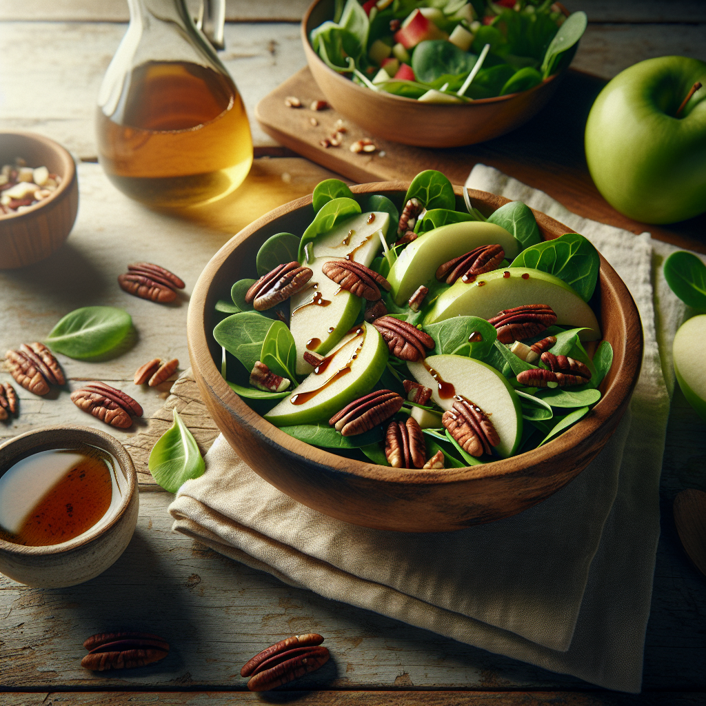 Image de Salade de mâche aux pommes et noix de pécan