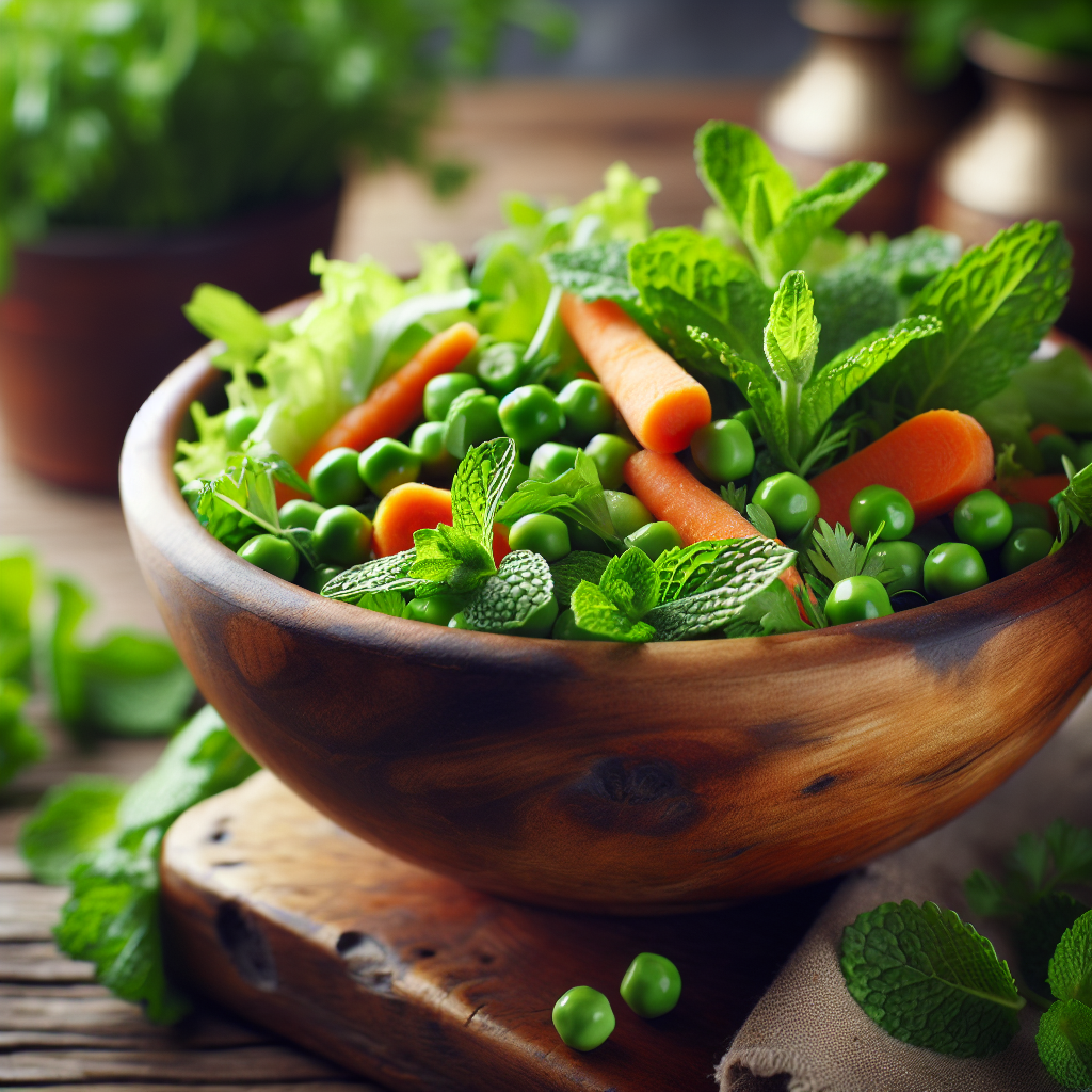 Image de Salade de petits pois et jeunes carottes