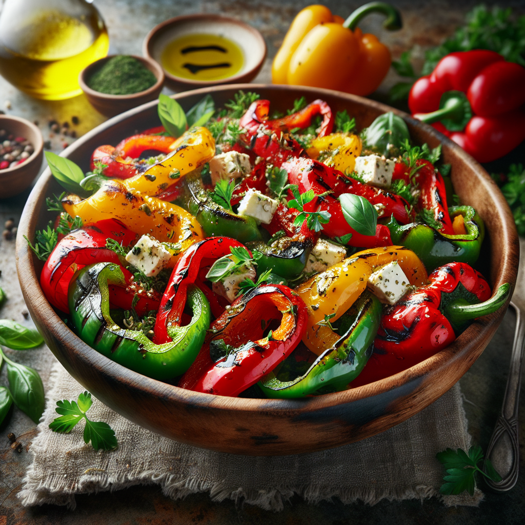 Image de Salade de poivrons grillés aux herbes et feta