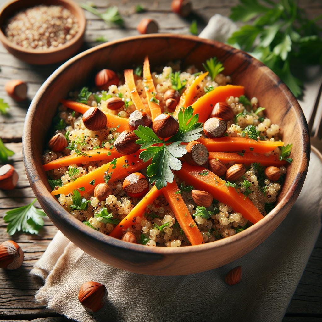 Image de Salade de quinoa aux carottes aux noisettes