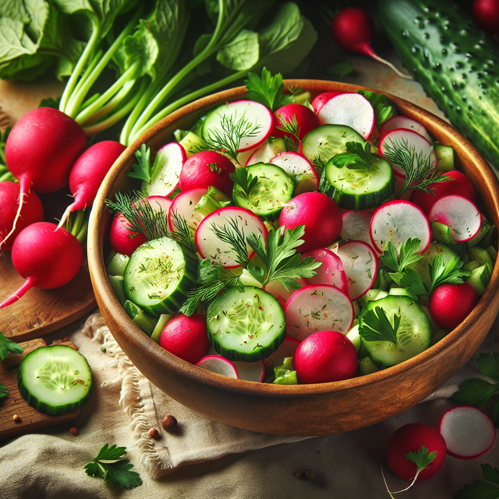 Image de Salade de radis et concombre croquante