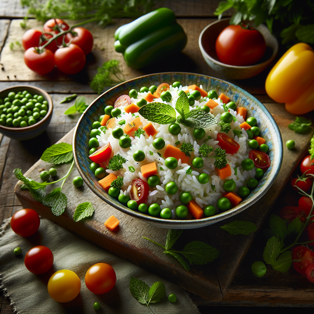 Image de Salade de riz aux petits pois et carottes