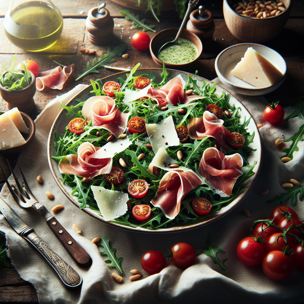 Image de Salade de roquette au prosciutto et parmesan