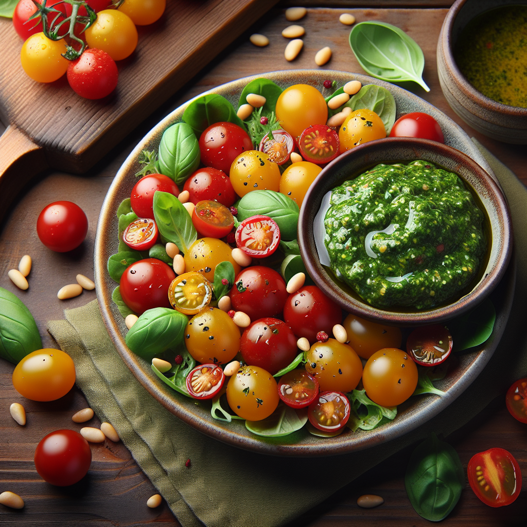 Image de Salade de tomates cerises au pesto