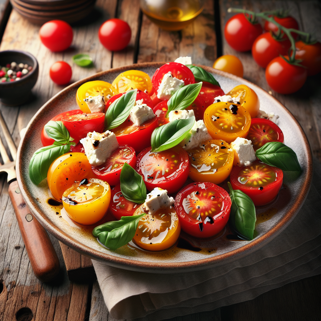 Image de salade de tomates cerises et fromage de chèvre