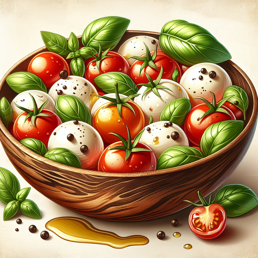 Image de Salade de tomates cerises et mozzarella au basilic