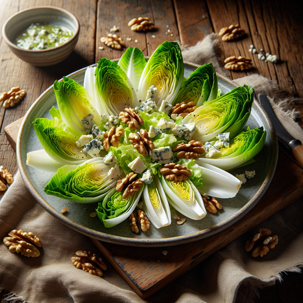 Image de salade d'endives, noix et roquefort